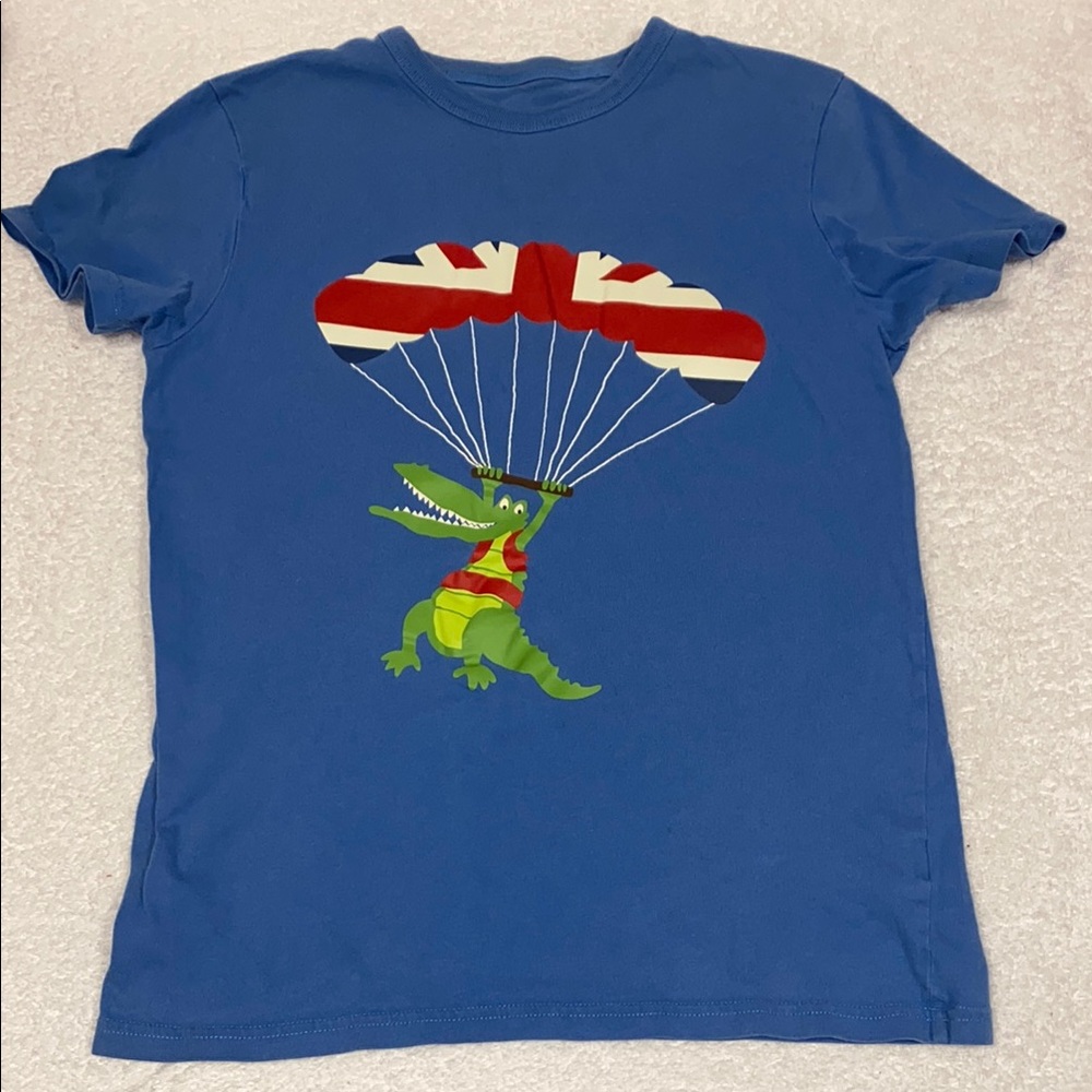Mini boden Blue Kids T-Shirt with Parachuting alligator short sleeve 13/14y